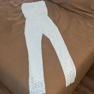 White strapless crochet jumpsuit (new with tags)